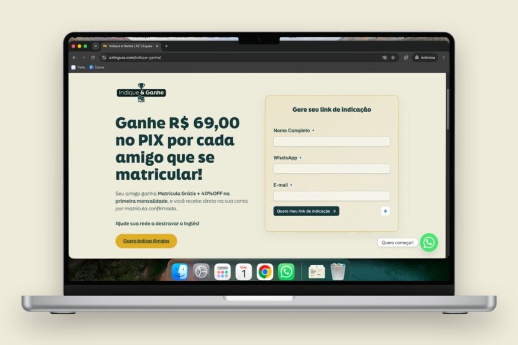 Programa Indique e Ganhe - AZ Línguas: Ajude sua rede e ganhe no PIX ou na mensalidade